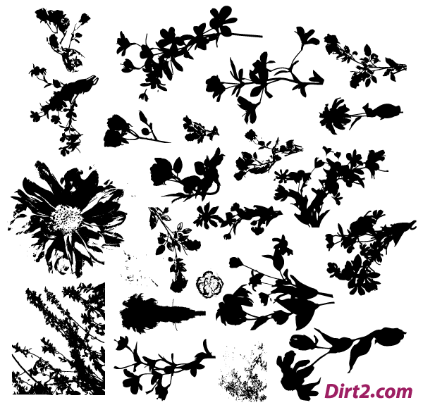 Silhouettes Free Vector Flowers