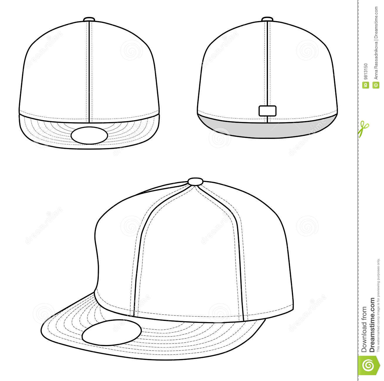 Snapback Hat Outline Template