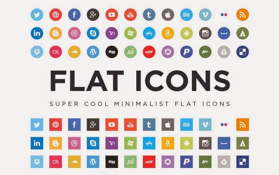 16 Social Media Icons Vector Flat Images