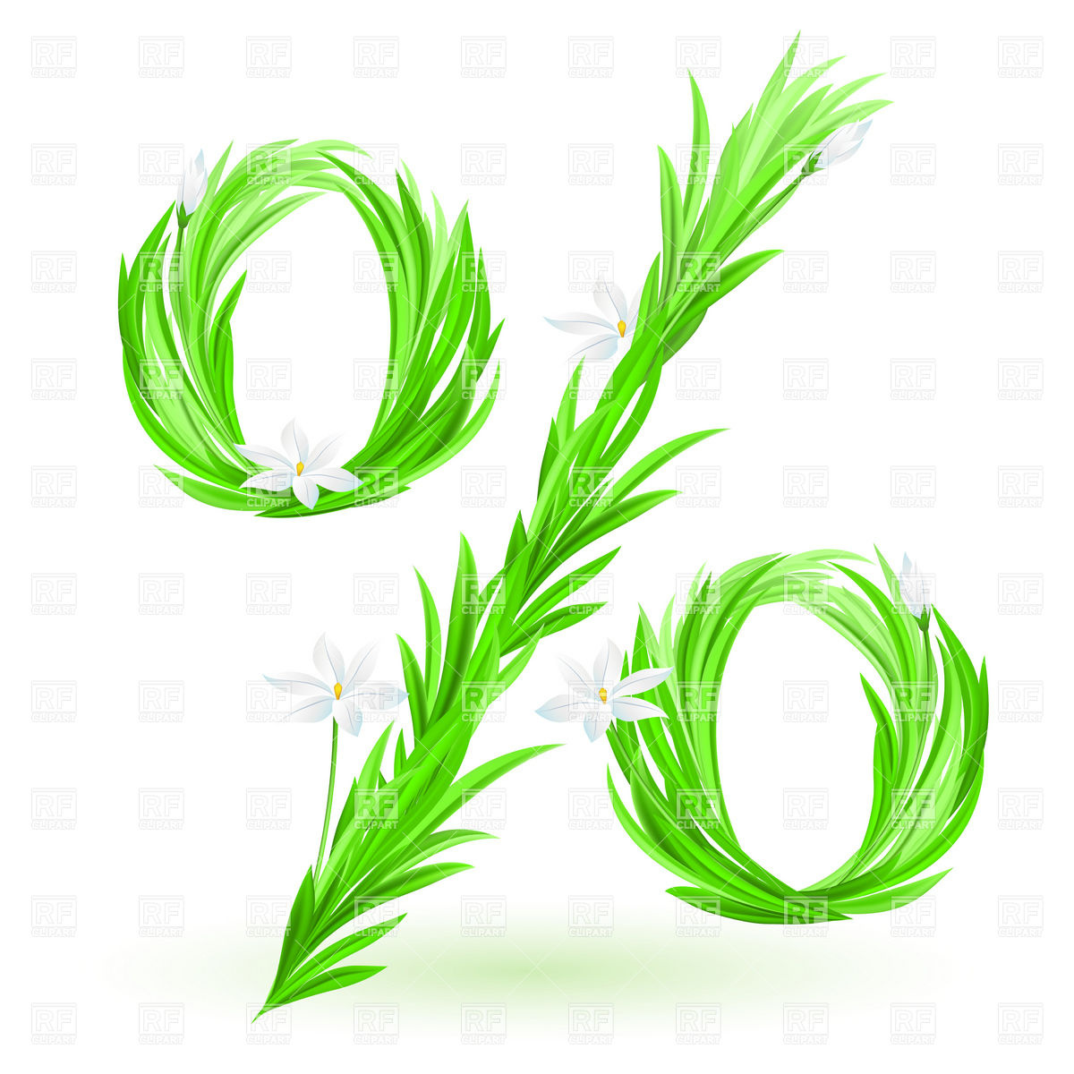 Spring Flowers and Grass Clip Art
