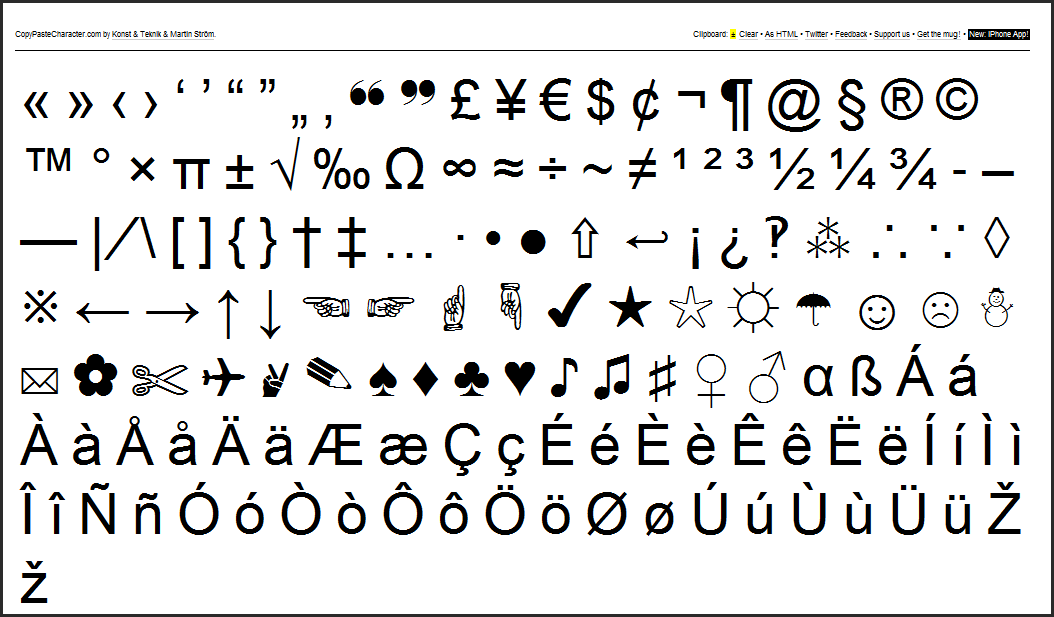 Text Symbols Copy and Paste