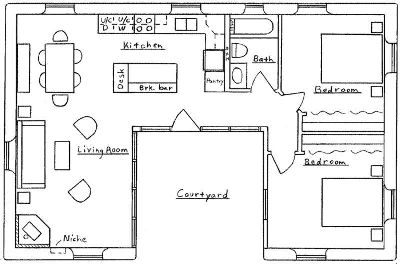 U-shaped House Floor Plan
