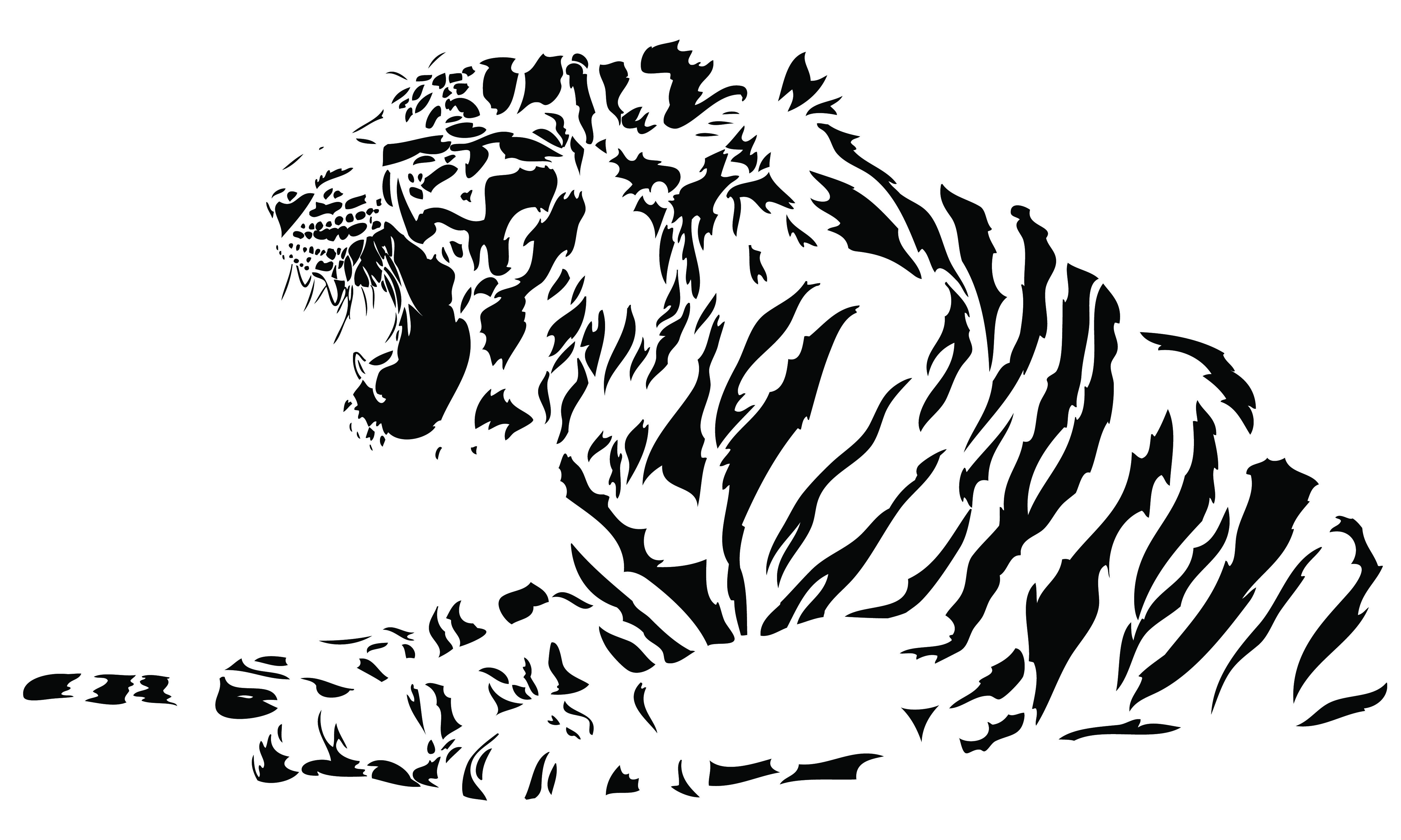 Vector Black and White Tiger