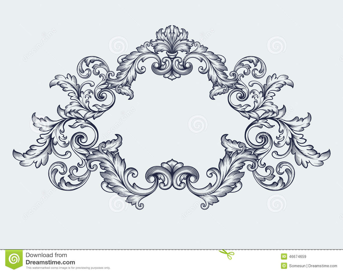 Vintage Baroque Scroll Border