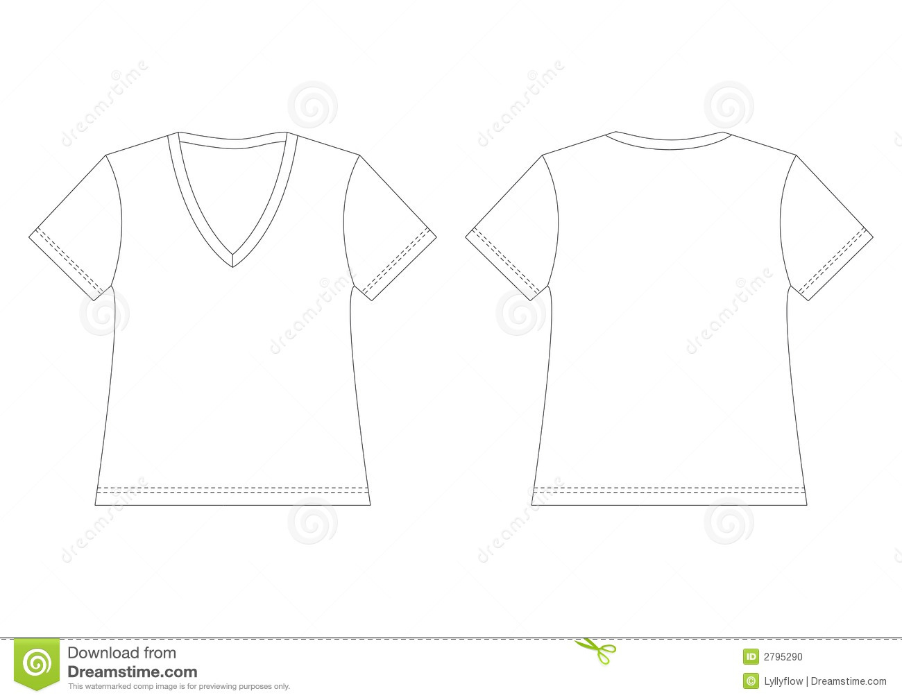 White V-Neck T-Shirt Template