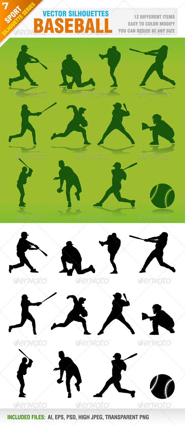 Baseball Silhouettes Vector