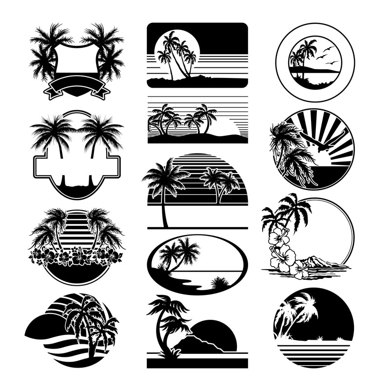 Beach Silhouette Vector Beach Silhouette Vector