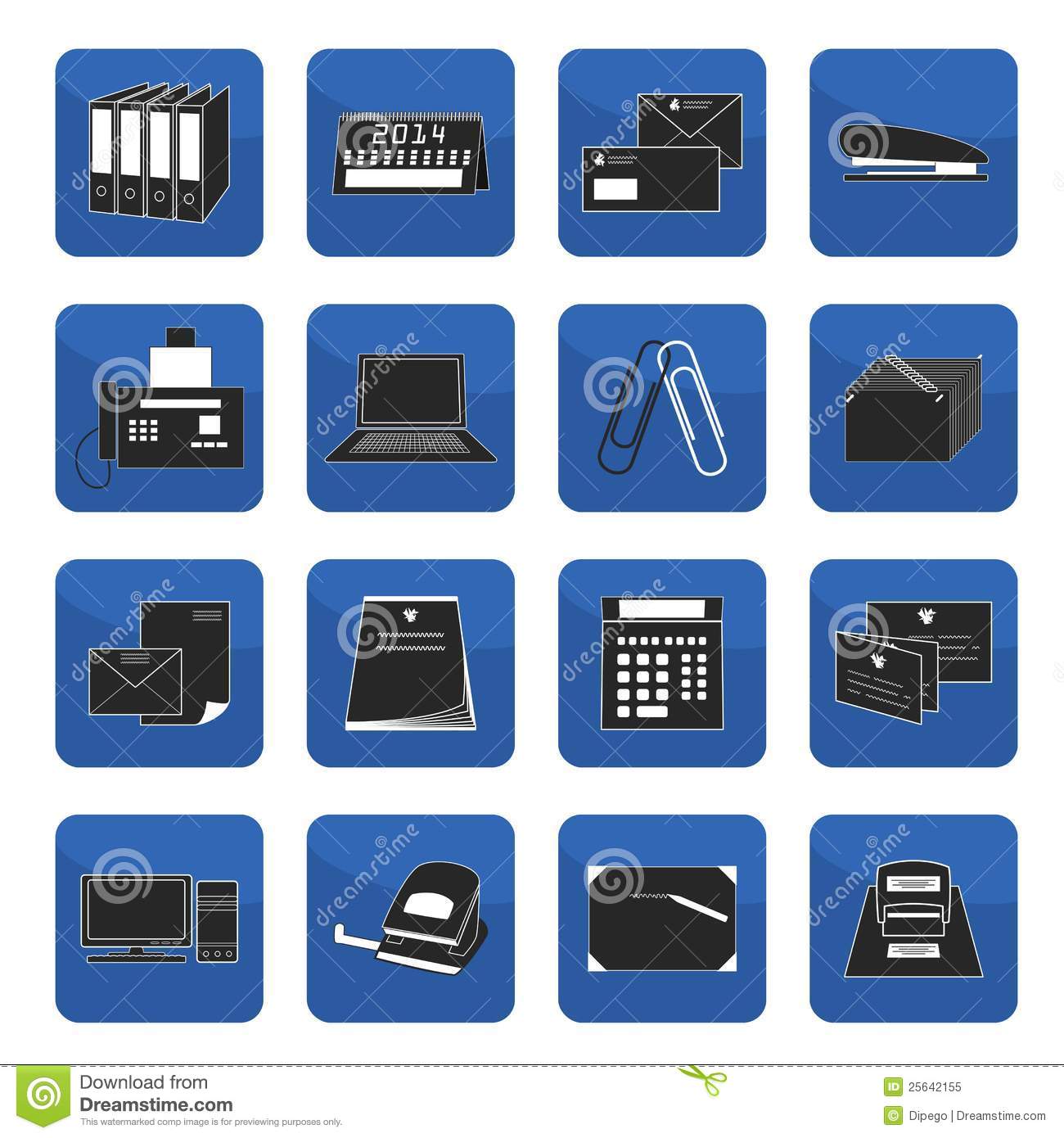 Black and Blue Office Icons Free