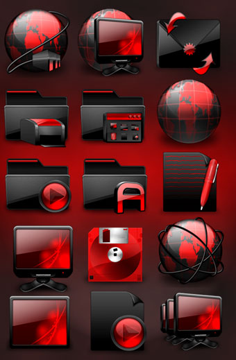 Black and Red Windows Icon Pack