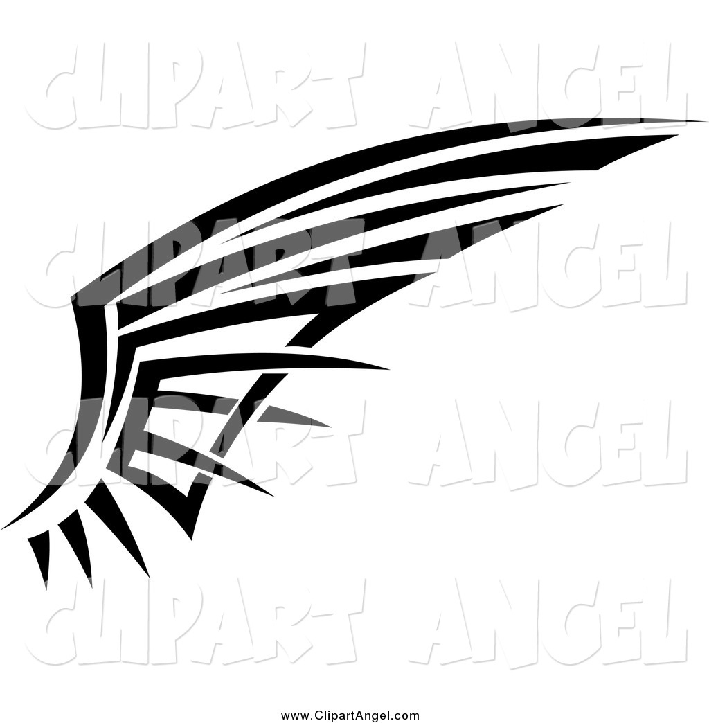 Black and White Angel Wings Clip Art