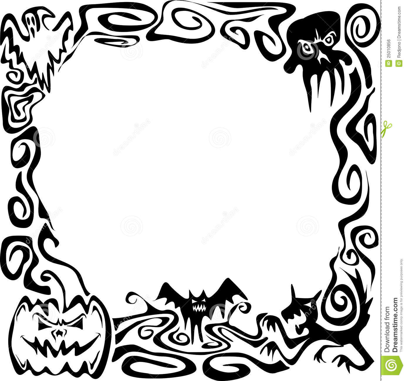 Black and White Halloween Border Clip Art Free