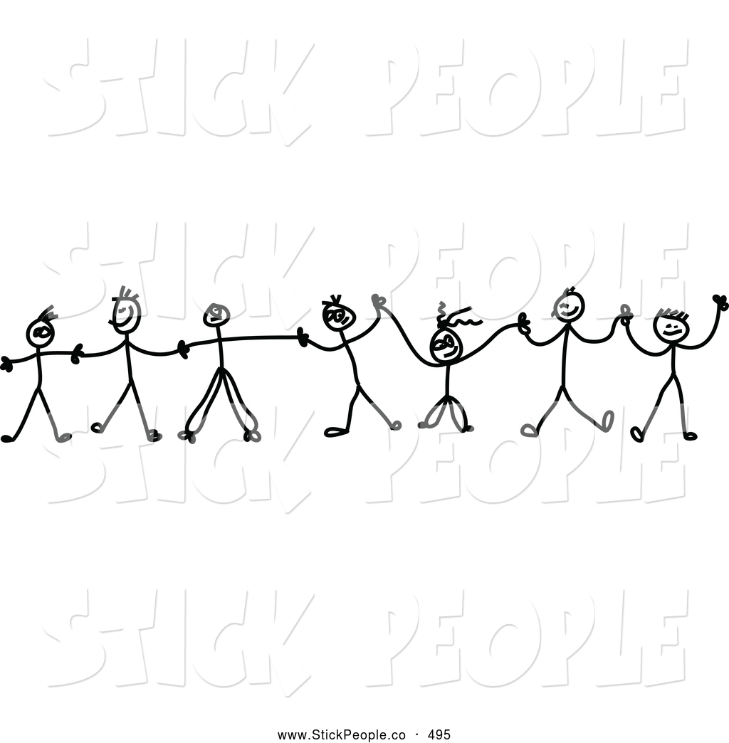 Black and White Holding Hands Clip Art