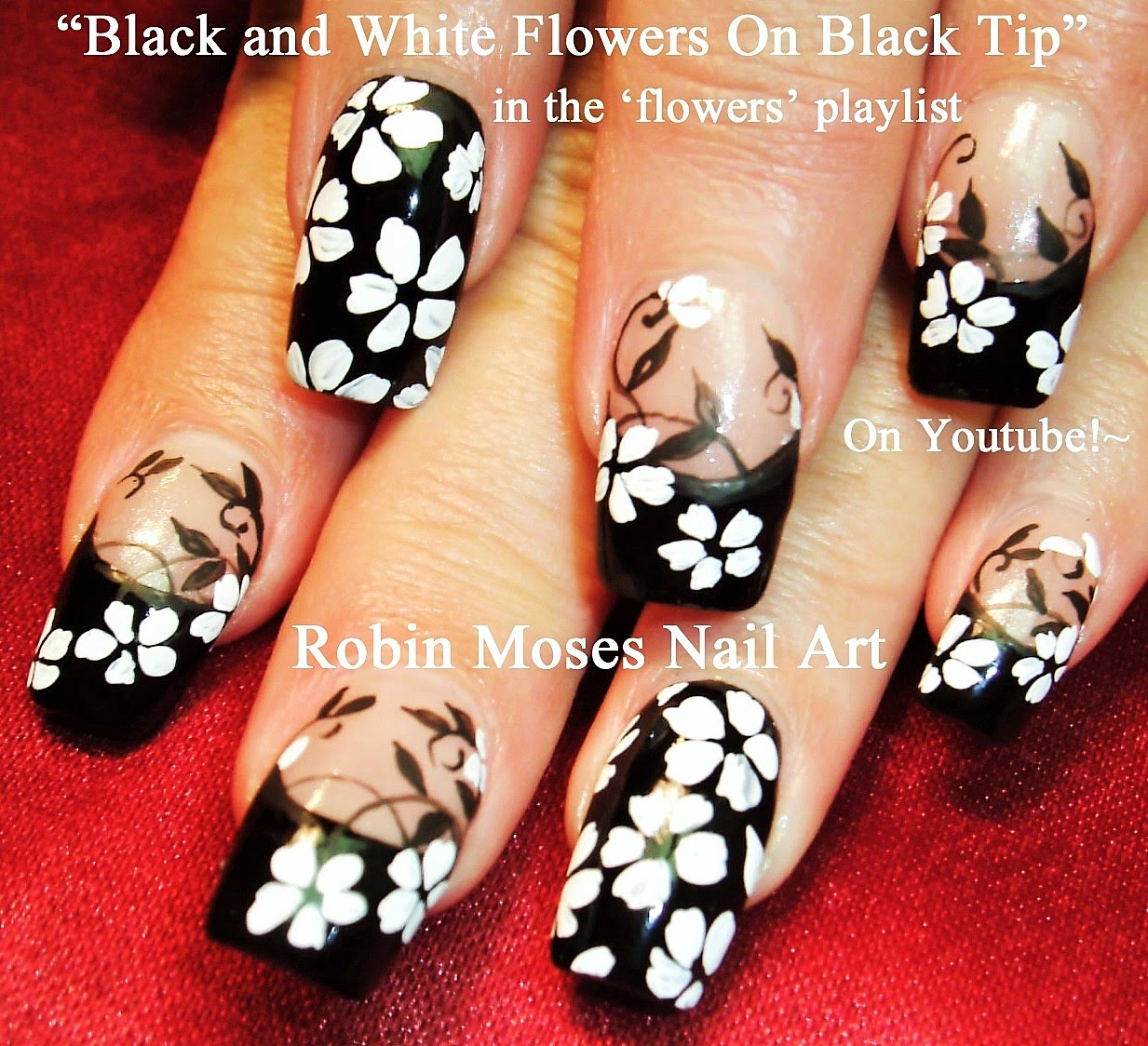 Black and White Nail Art Designs Flowers