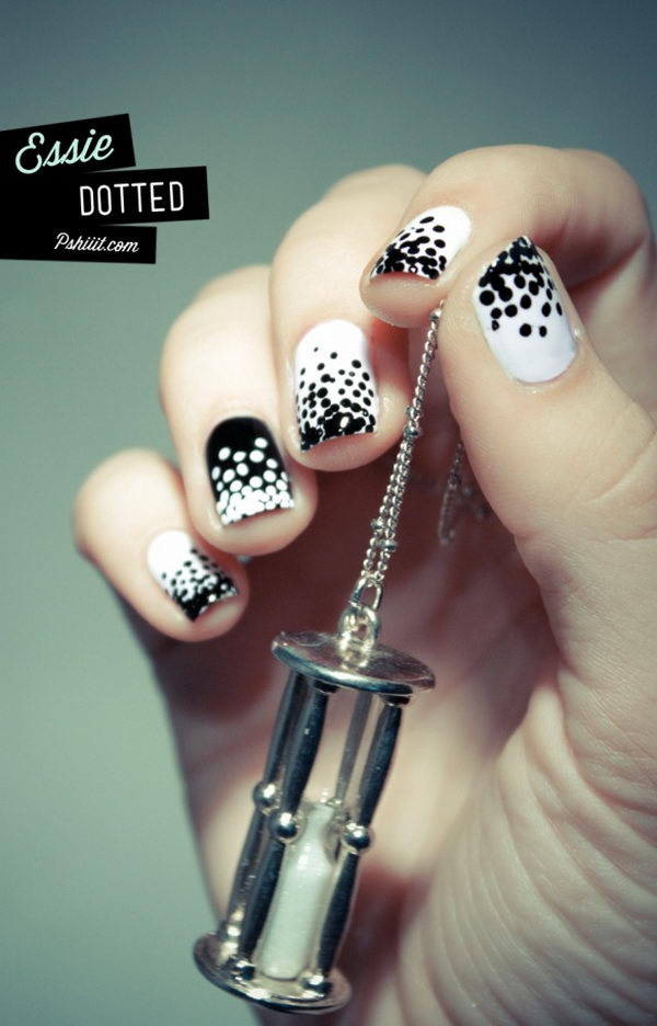 Black and White Polka Dot Nails Black and White Polka Dot Nails