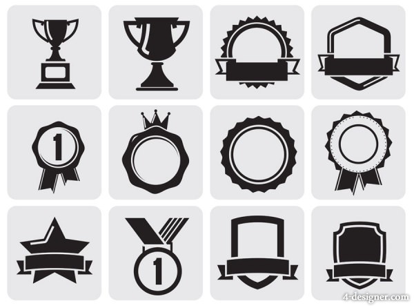 Black and White Trophy Icon