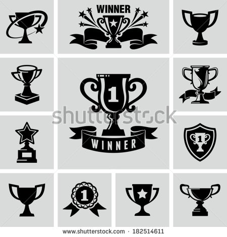 Black and White Trophy Icon