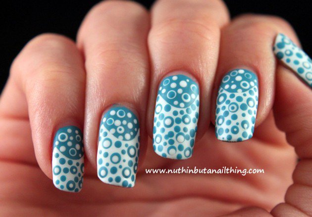 Blue and White Polka Dot Nail Designs