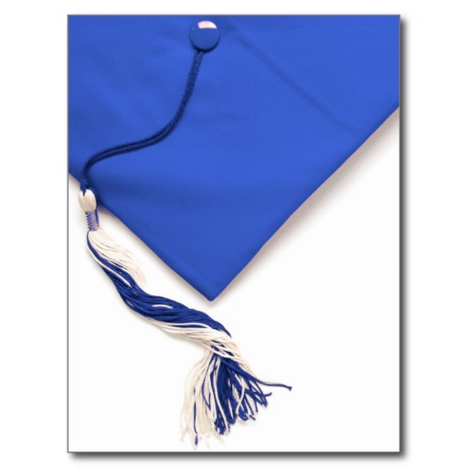 Blue Graduation Caps and Tassels