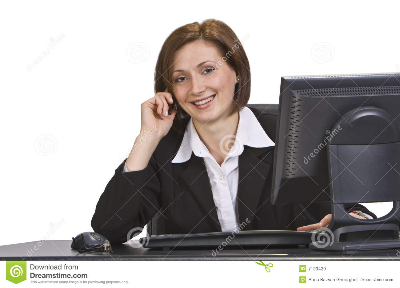 Businesswoman Desk Stock
