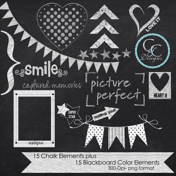 10 Chalkboard Design Elements Photoshop Images