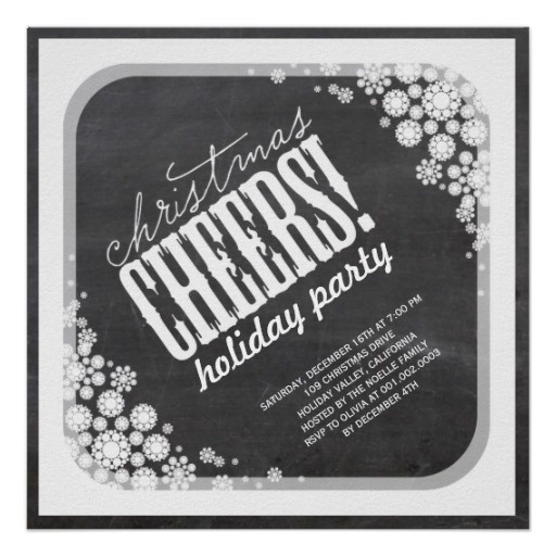 Chalkboard Snowflake Christmas Party Invitation