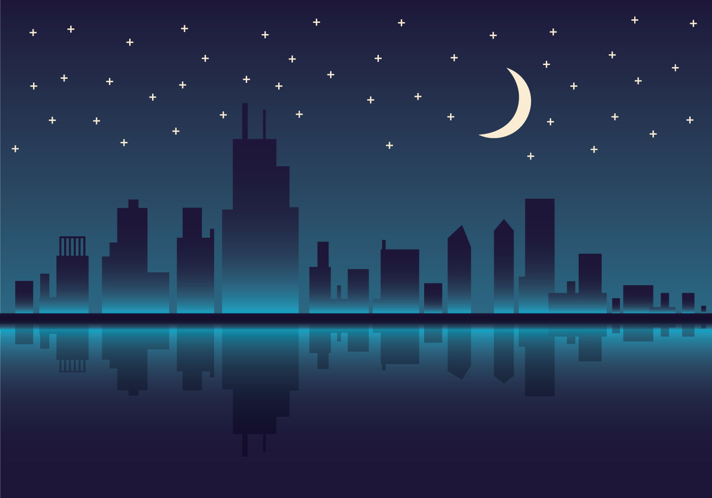 Chicago Night Vector Art Free