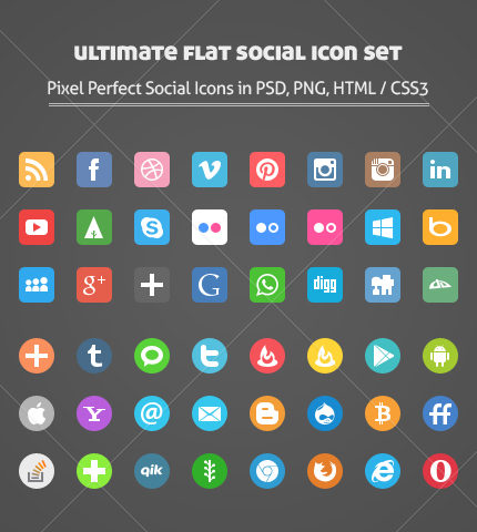 Flat Social Icon Set