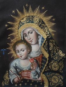 Folk Art Madonna and Child Painting