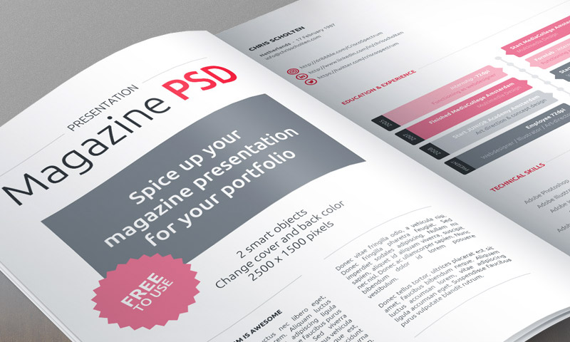 Free Magazine Cover Mockup PSD