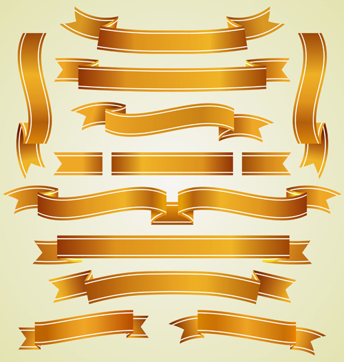 Gold Ribbon Banner Vector Free