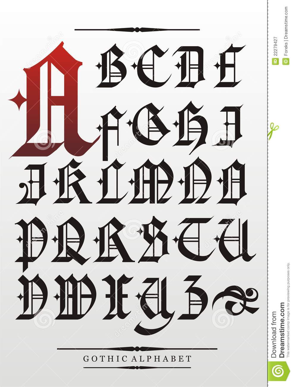 Gothic Font Alphabet