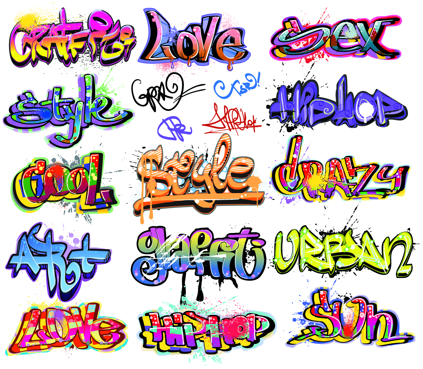 14 Graffiti Vector Font Images