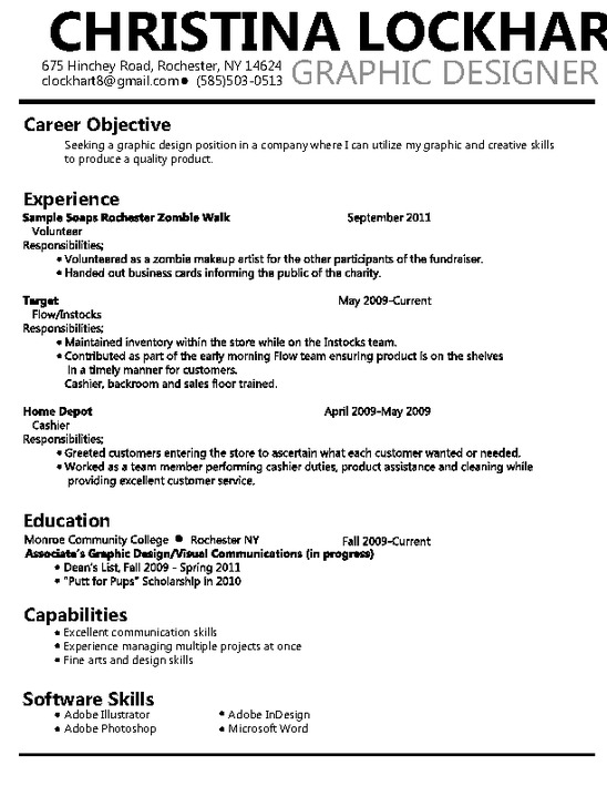 Graphic Design Objective Resume