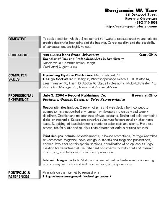 Graphic Design Resume Objective Examples