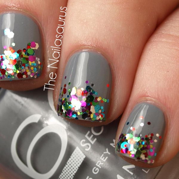 Gray Nails with Glitter Gray Nails with Glitter