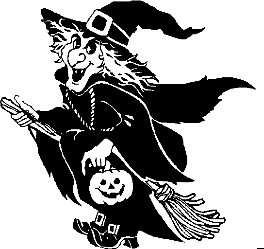 Halloween Witch Clip Art Black and White