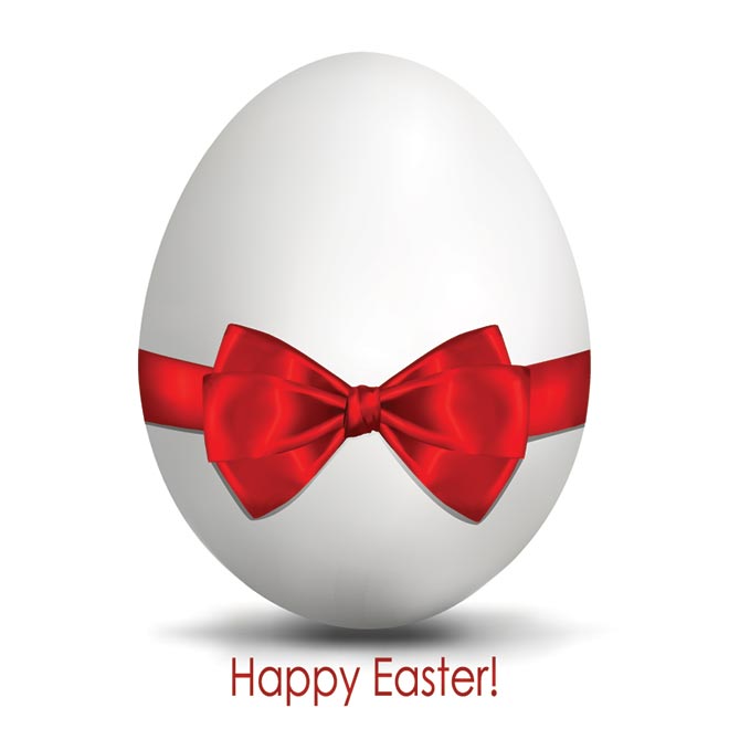 Happy Easter Egg with Red Bow