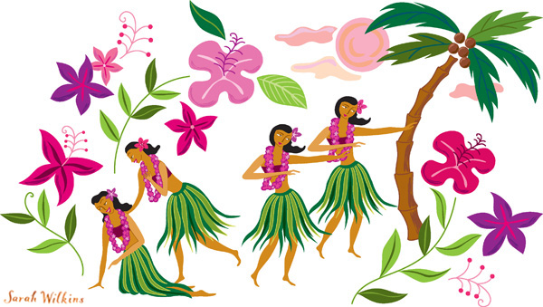 Hawaiian Hula Girl Cartoon