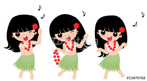 Hawaiian Hula Girl Cartoon