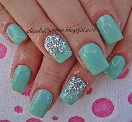 Mint Blue Acrylic Nails