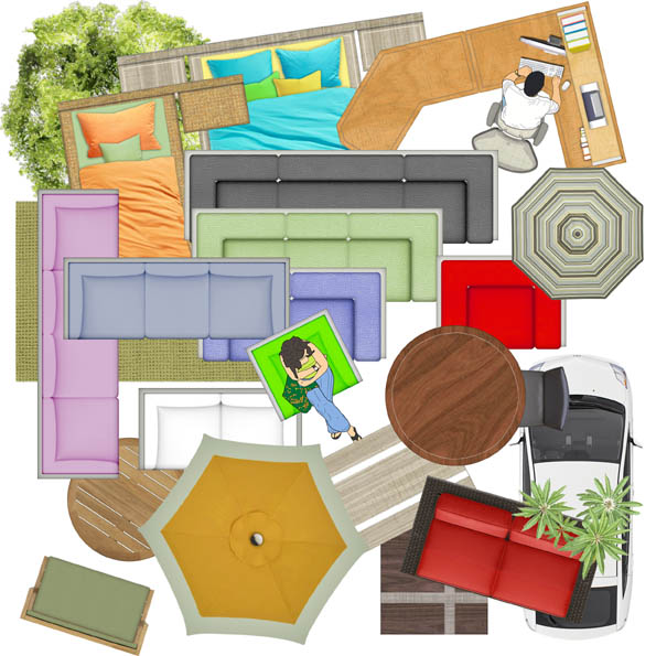 Photoshop Top View Furniture Symbols for Floor Plans