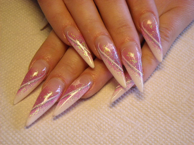 Pink and White French Nail Designs
