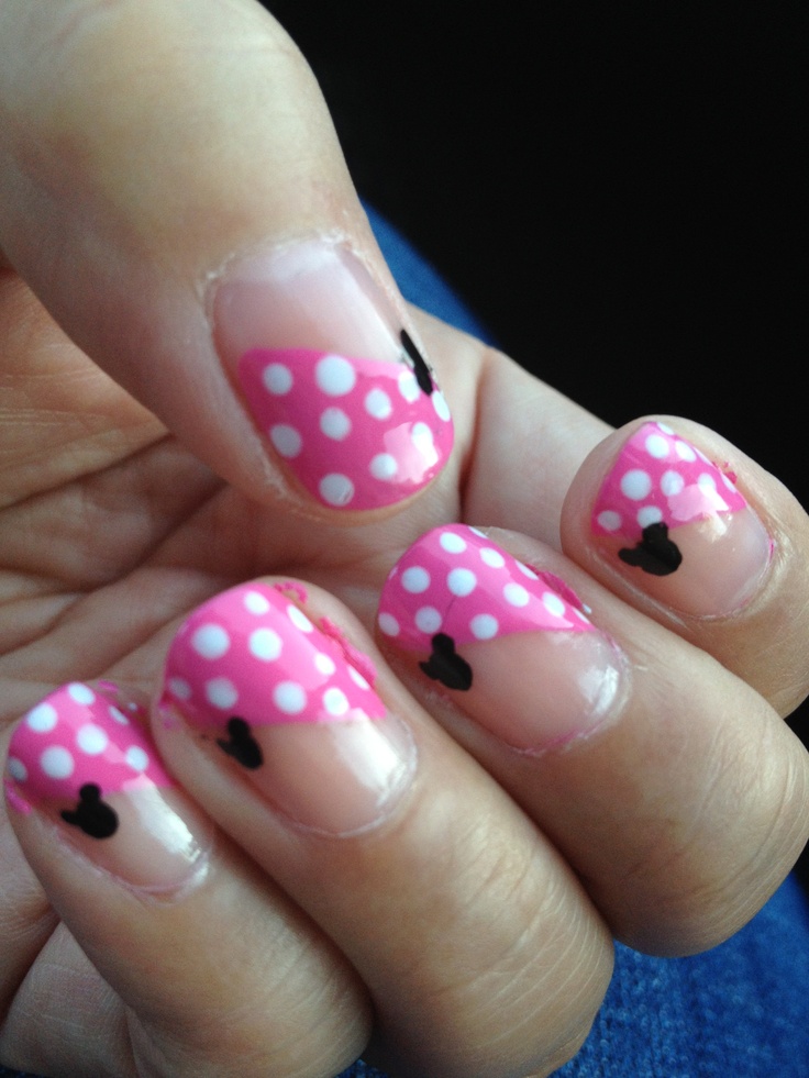 Pink and White Polka Dot Nail Designs