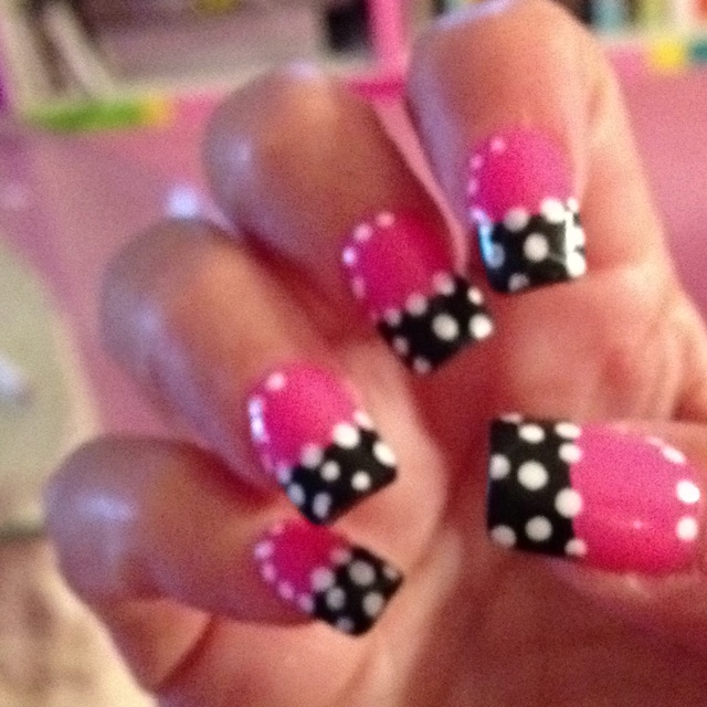 Pink Polka Dot Nails