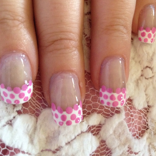 Polka Dot French Manicure Nail Art Polka Dot French Manicure Nail Art
