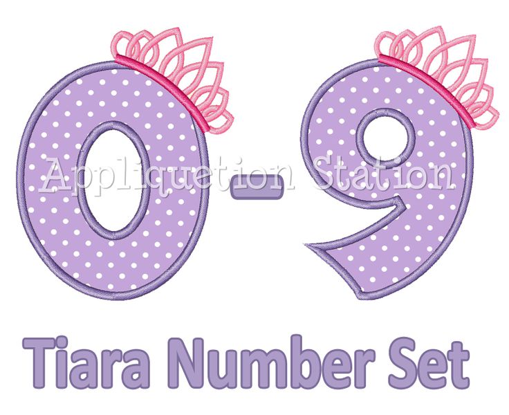 Princess Birthday Numbers Applique Designs