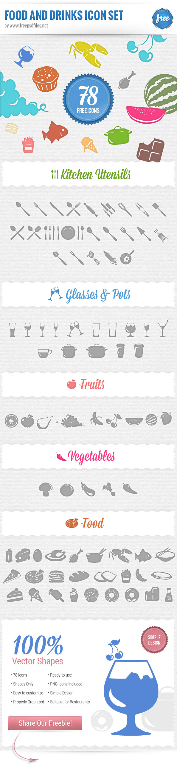 12 Food Icons PSD Images