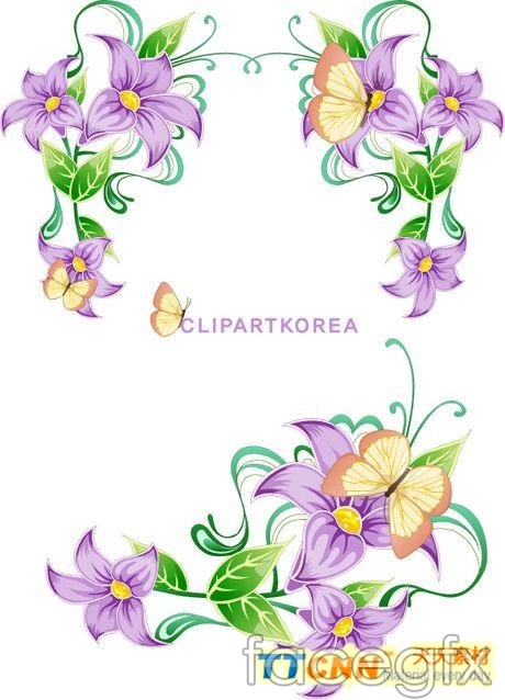 Purple Butterfly and Flower Border