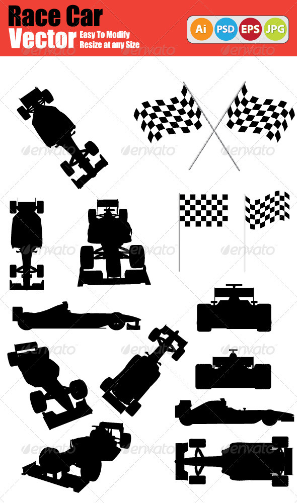 Race Car Silhouette Vector