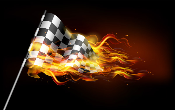 Race Flag with Flames